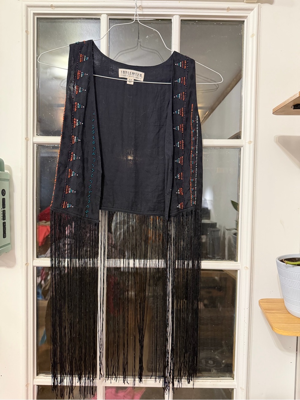 Idyllwind Black Fringe Embroidered Open Vest